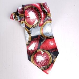 Club MVP Tie Red Geo Print Made In Korea Tribal Revival Statement Boldcore